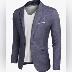NEW Mens Casual Blazer Slim Fit Sport Coat Suit Jacket
Size Medium + Linen Blue